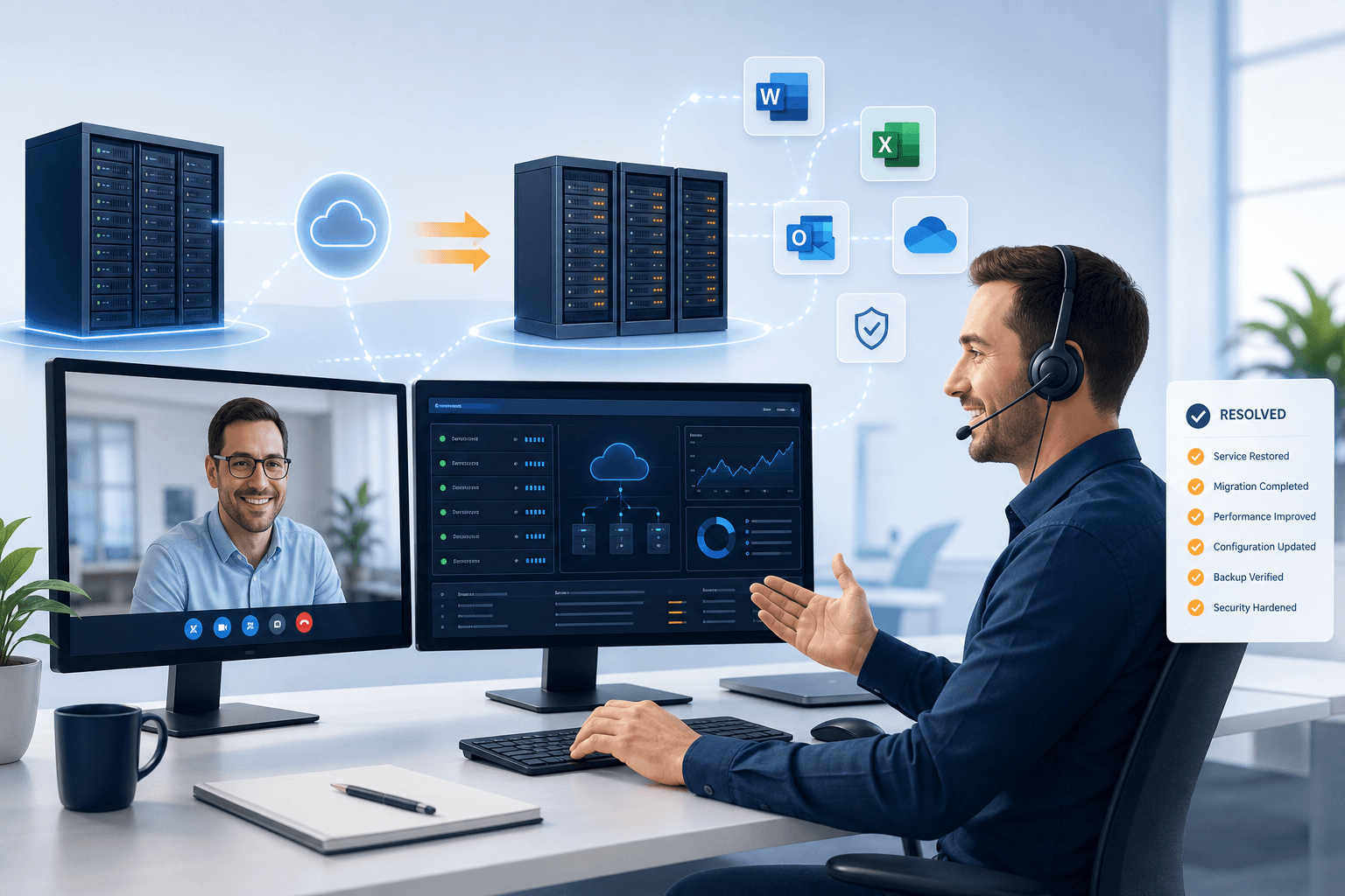 HC ++ Support that goes beyond the software HC Plus support specialist helping resolve issues beyond Hosting Controller software, including servers, cloud services, and integrations