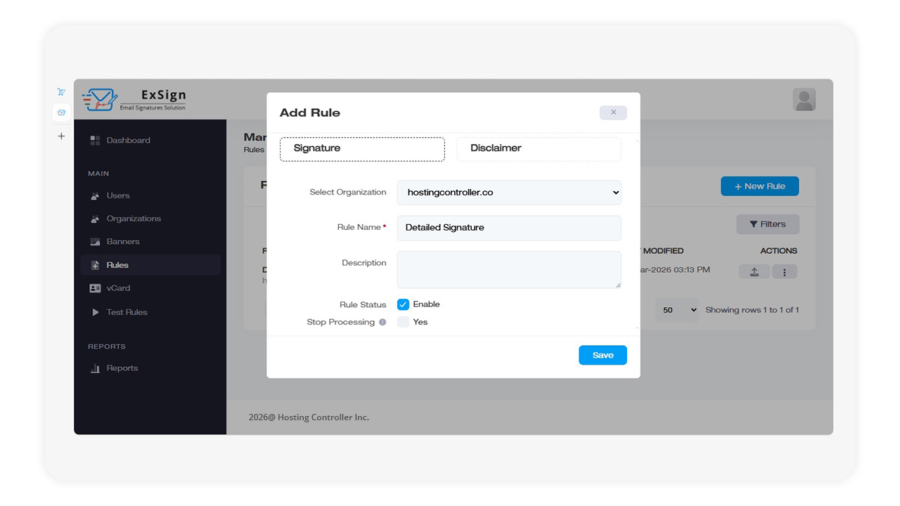 Add a Signature Rule