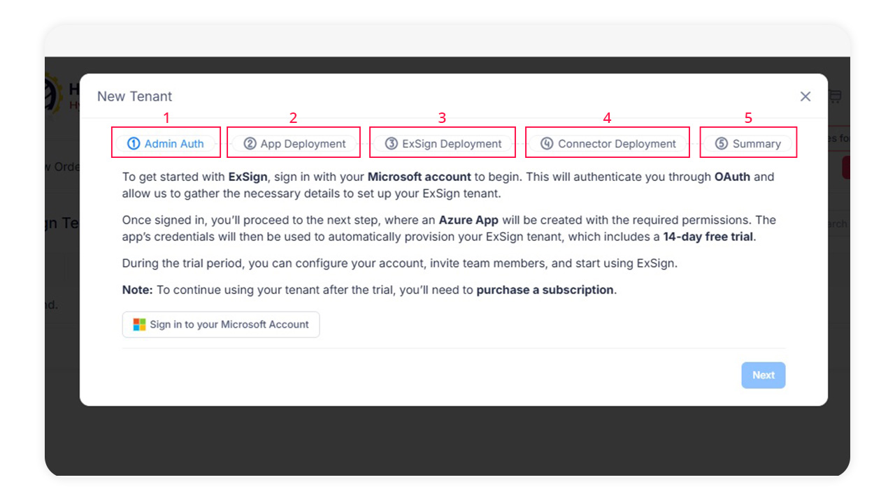 Go Through Tenant Creation Process